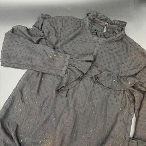 Betsey Johnson Women's Black with Glitter Ruffled Mini‎ Dress Whimsygoth Sz 2